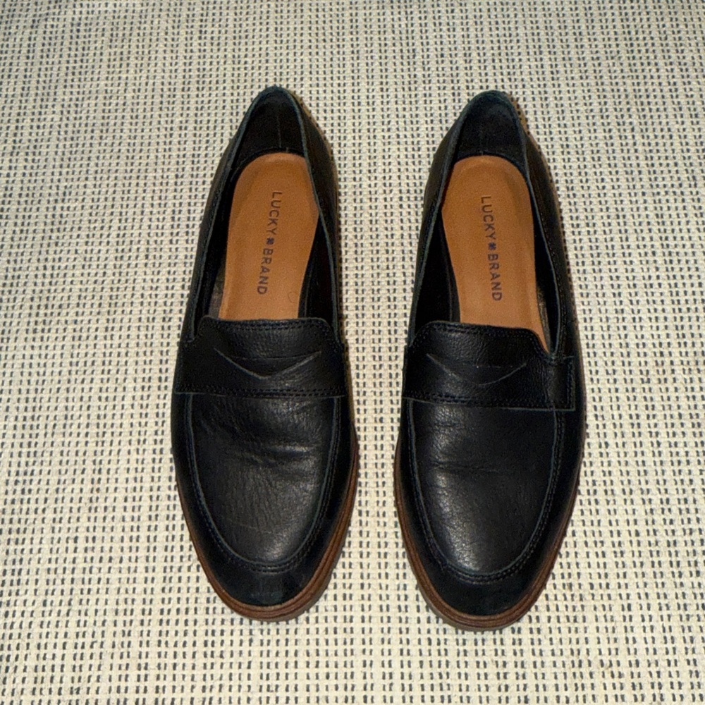 Black Leather Penny Loafers - Lucky Brand